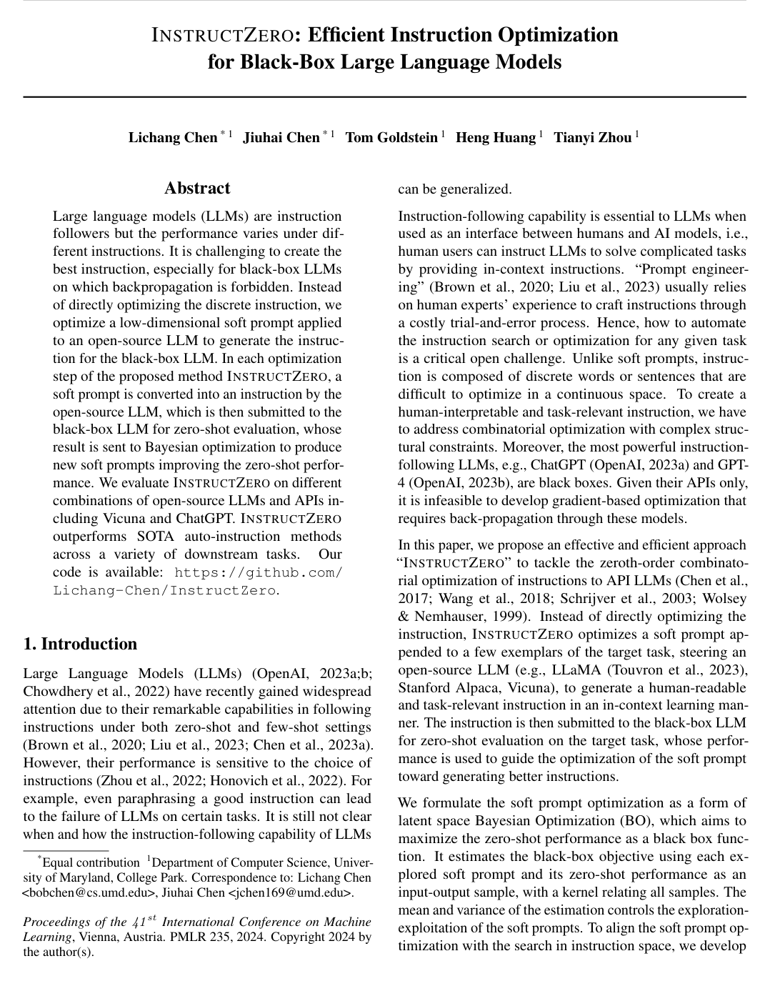 Cover for InstructZero: Efficient Instruction Optimization for Black-Box Large Language Models