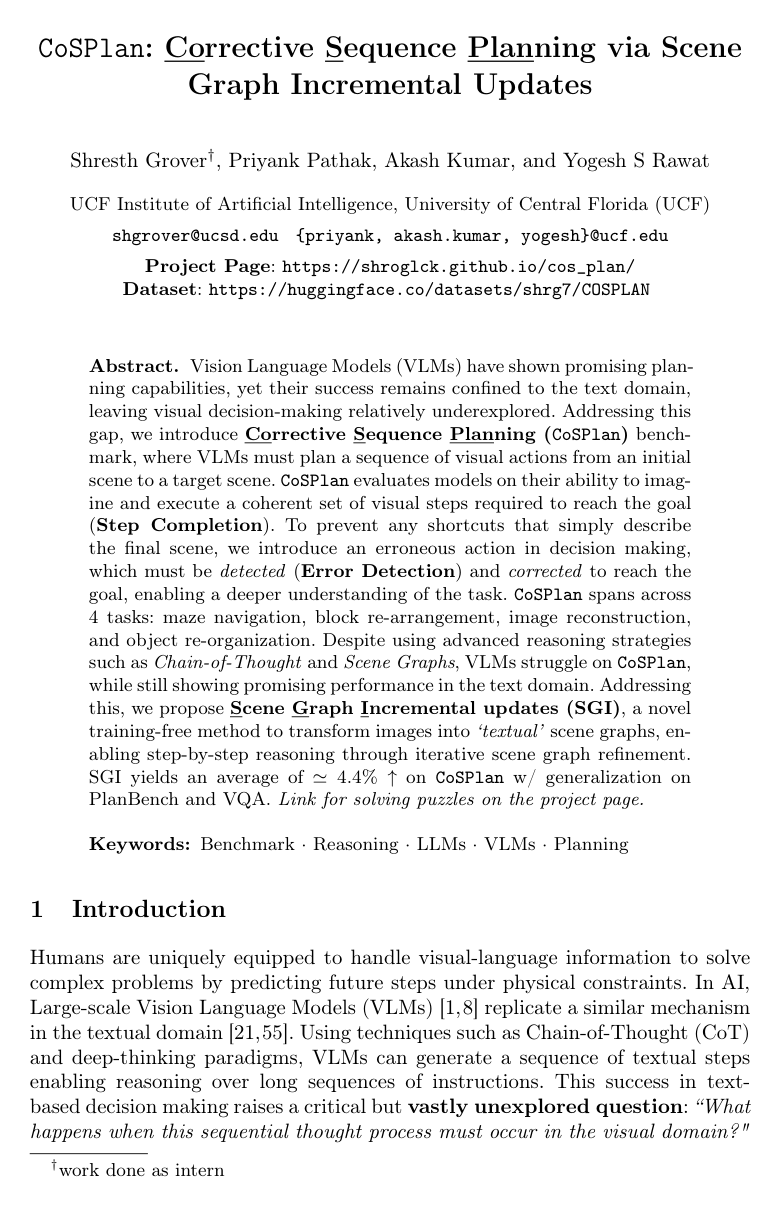 Cover for CoSPlan: Corrective Sequential Planning via Scene Graph Incremental Updates