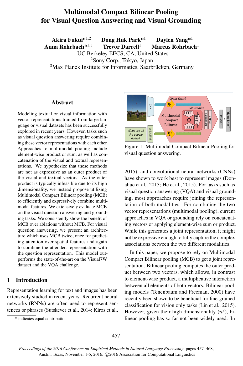 Multimodal Compact Bilinear Pooling for Visual Question Answering and Visual Grounding