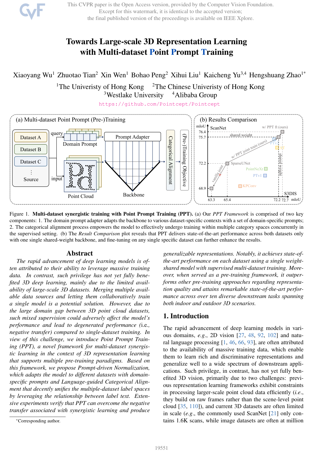 Cover for Towards Large-Scale 3D Representation Learning with Multi-Dataset Point Prompt Training