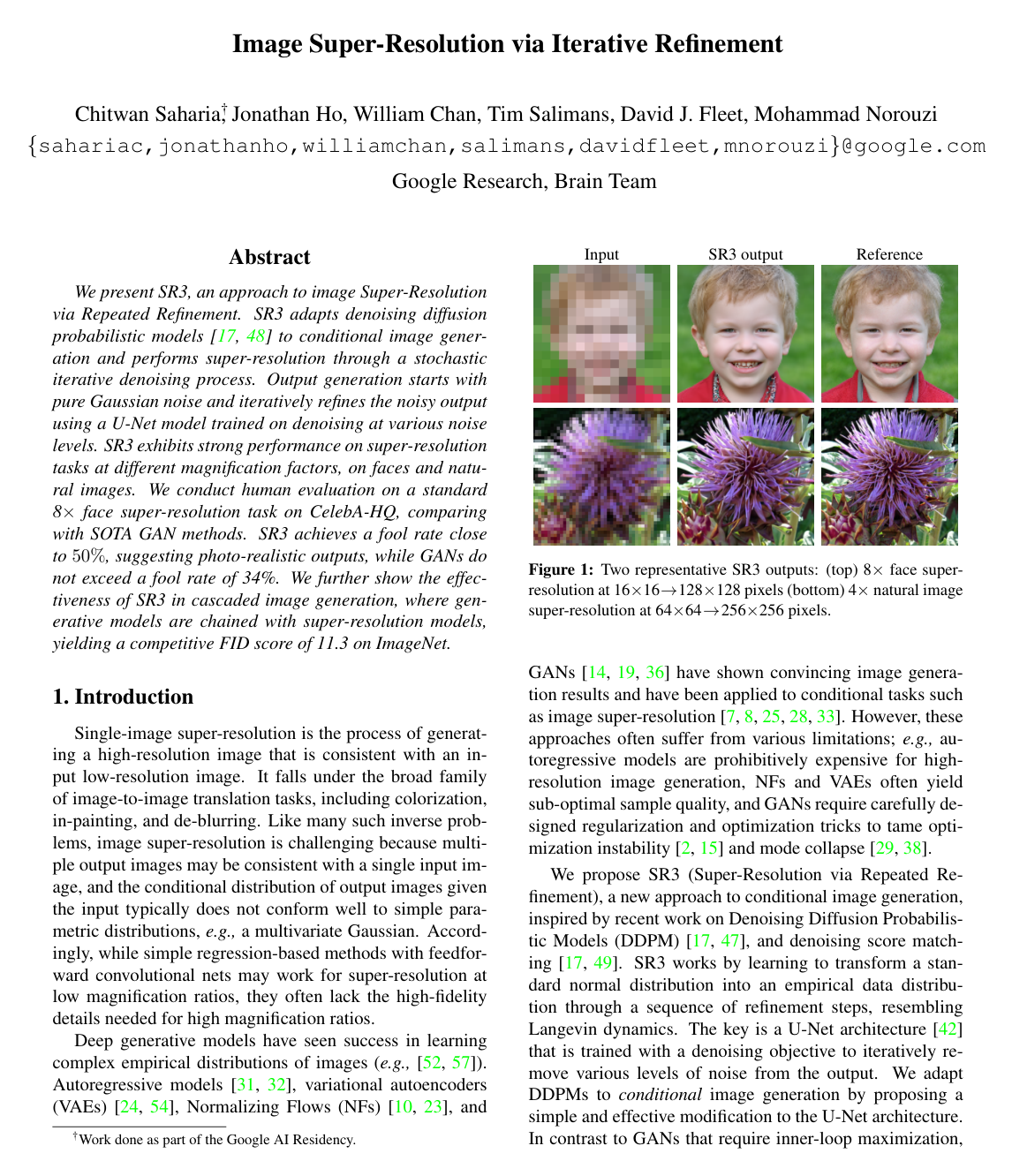 Image Super-Resolution via Iterative Refinement