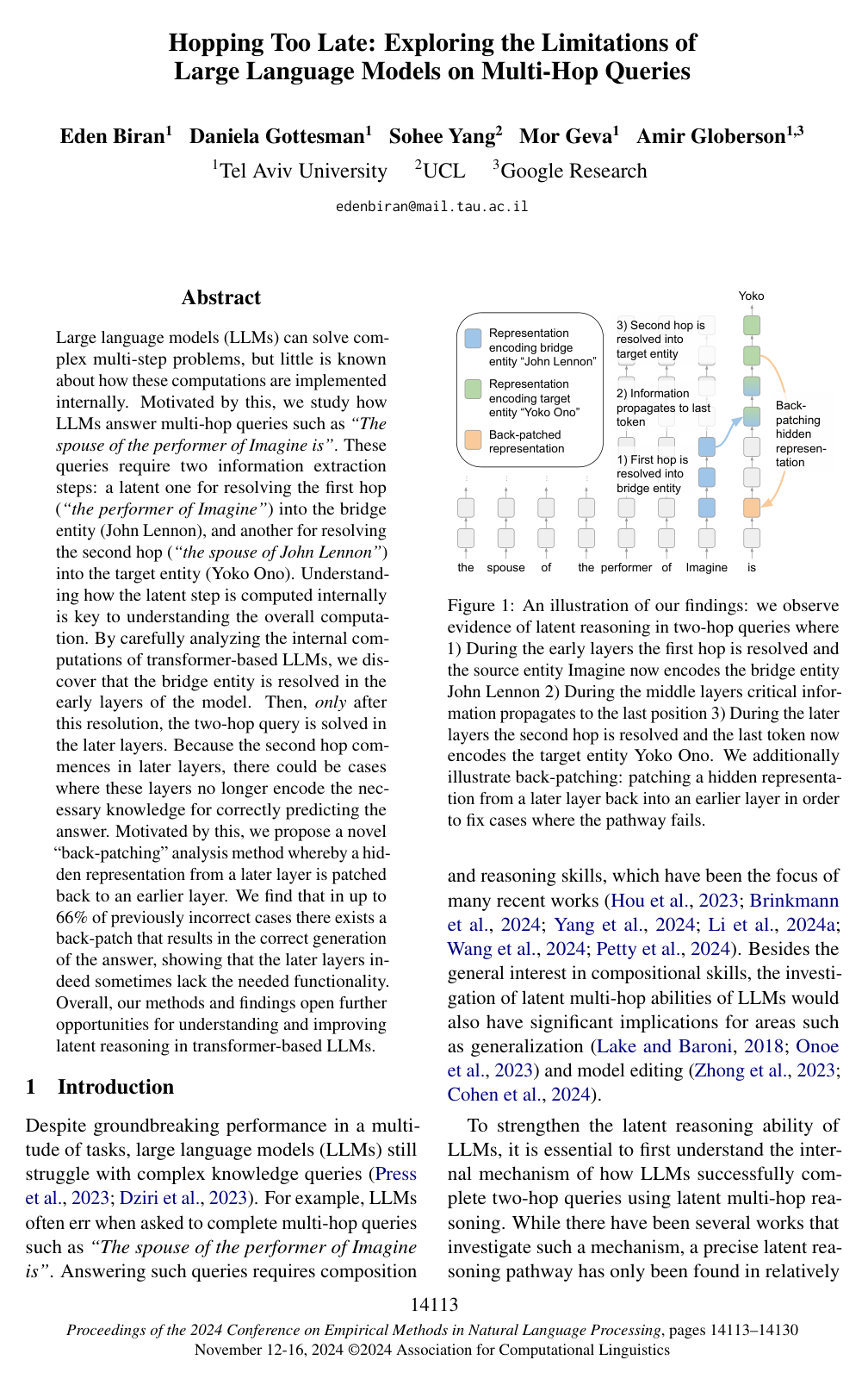 Cover for Hopping Too Late: Exploring the Limitations of Large Language Models on Multi-Hop Queries