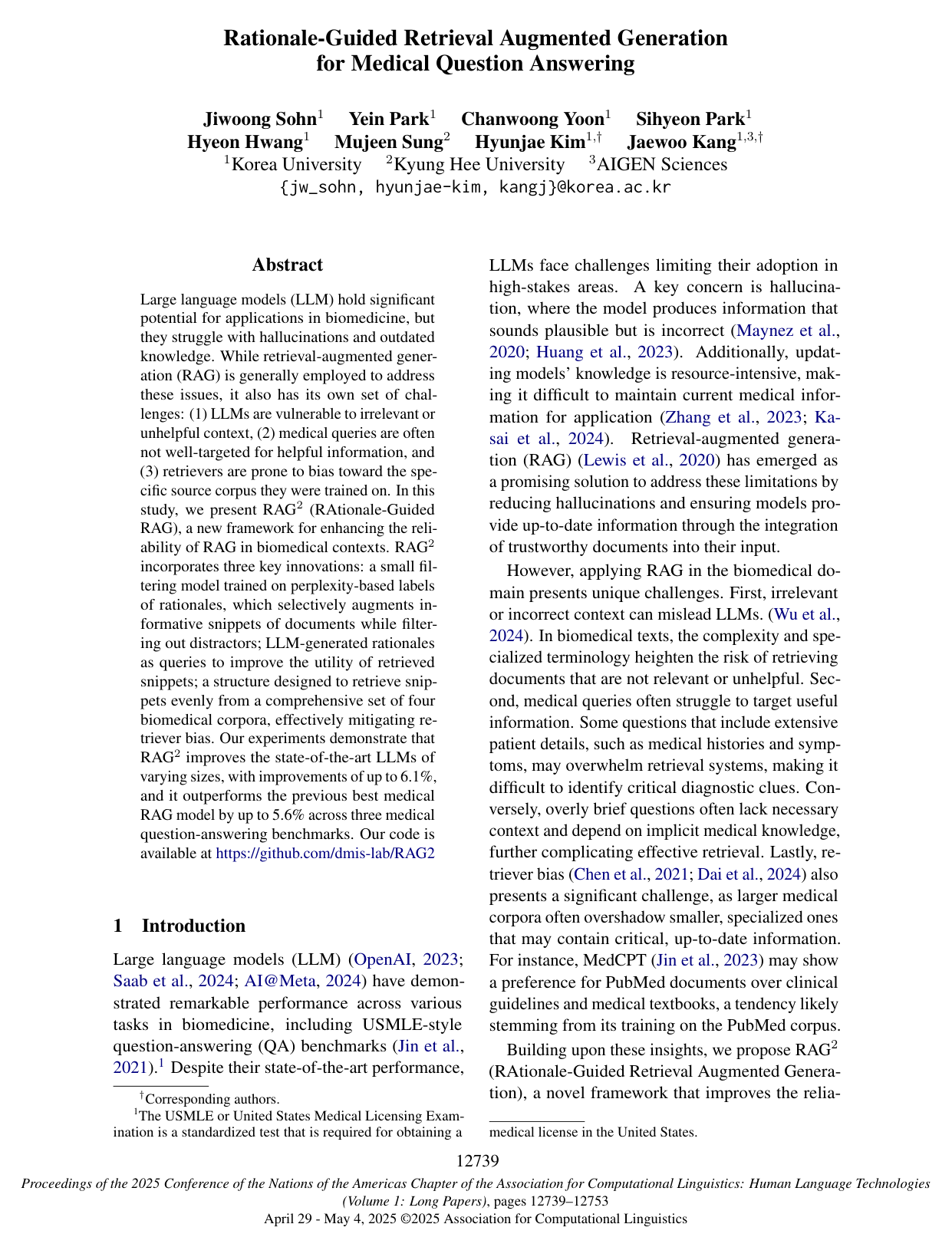 Cover for Rationale-Guided Retrieval Augmented Generation for Medical Question Answering