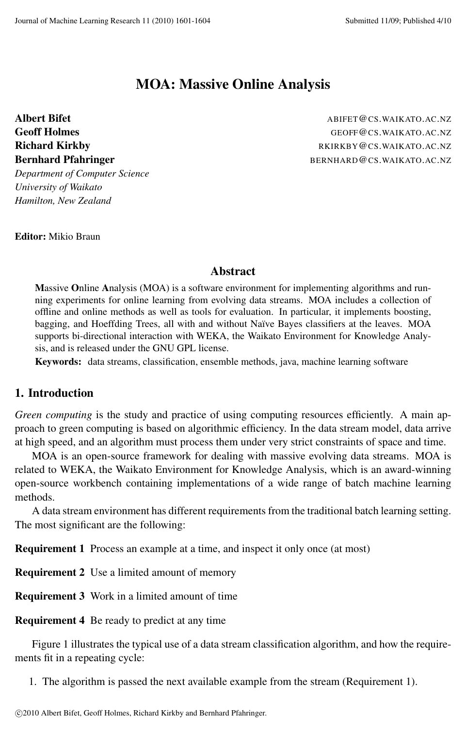 Cover for MOA: Massive Online Analysis