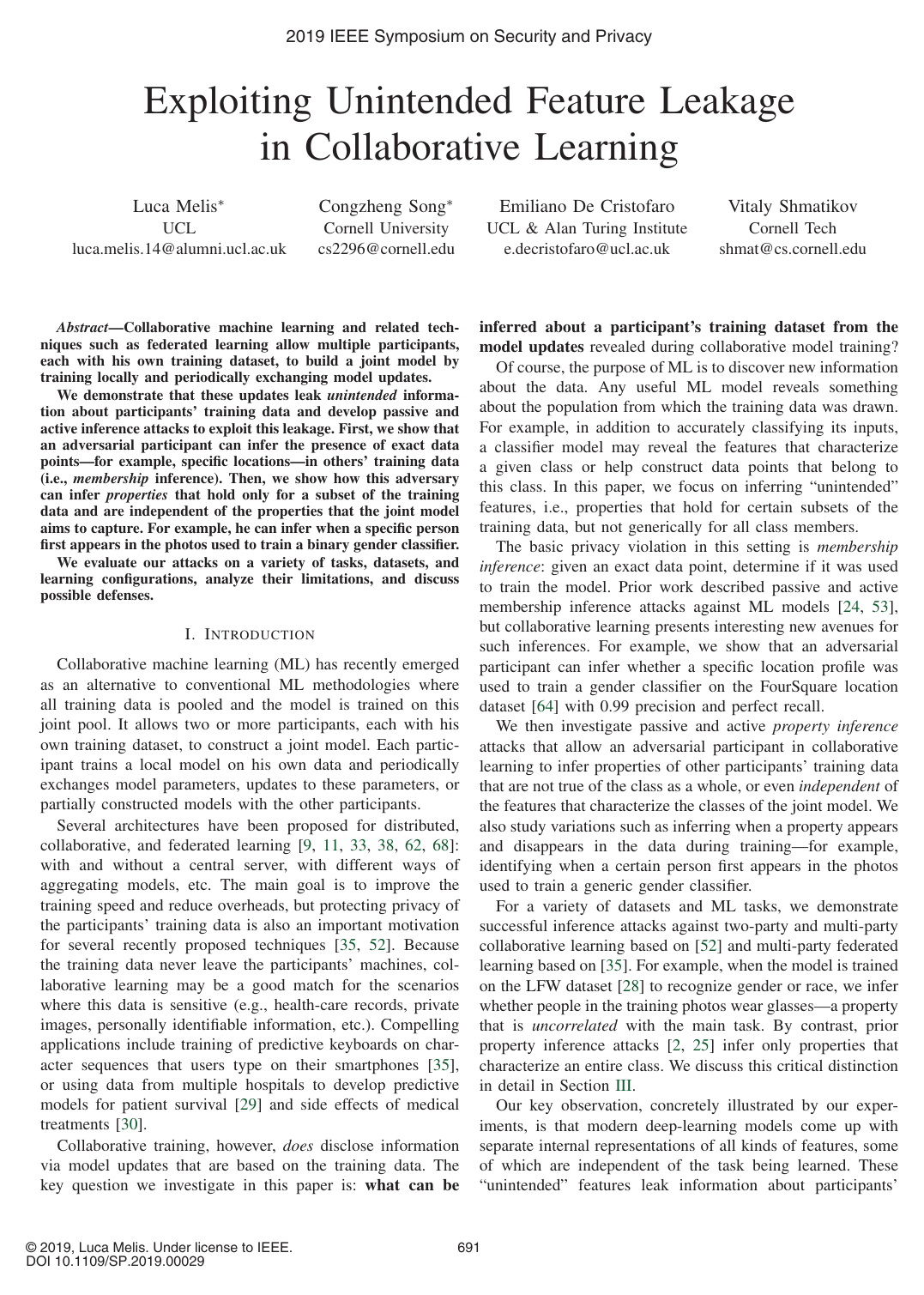 Cover for Exploiting Unintended Feature Leakage in Collaborative Learning