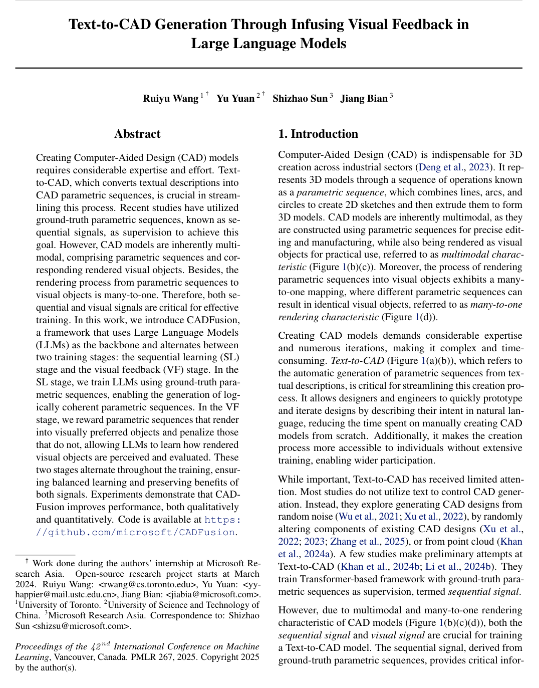 Cover for Text-to-CAD Generation Through Infusing Visual Feedback in Large Language Models