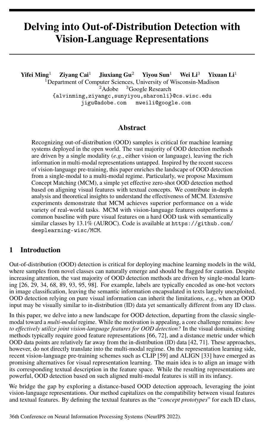 Cover for Delving into Out-of-Distribution Detection with Vision-Language Representations