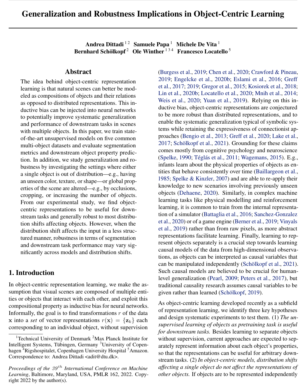 Generalization and Robustness Implications in Object-Centric Learning