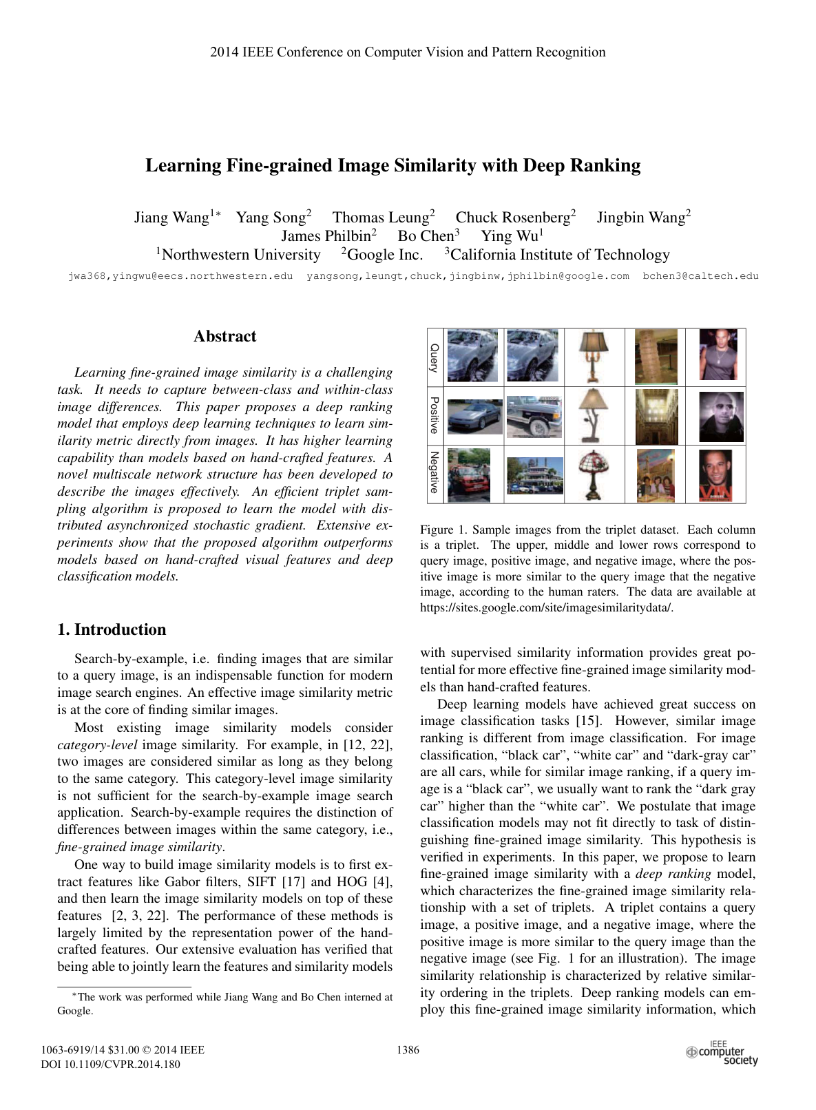 Learning Fine-Grained Image Similarity with Deep Ranking
