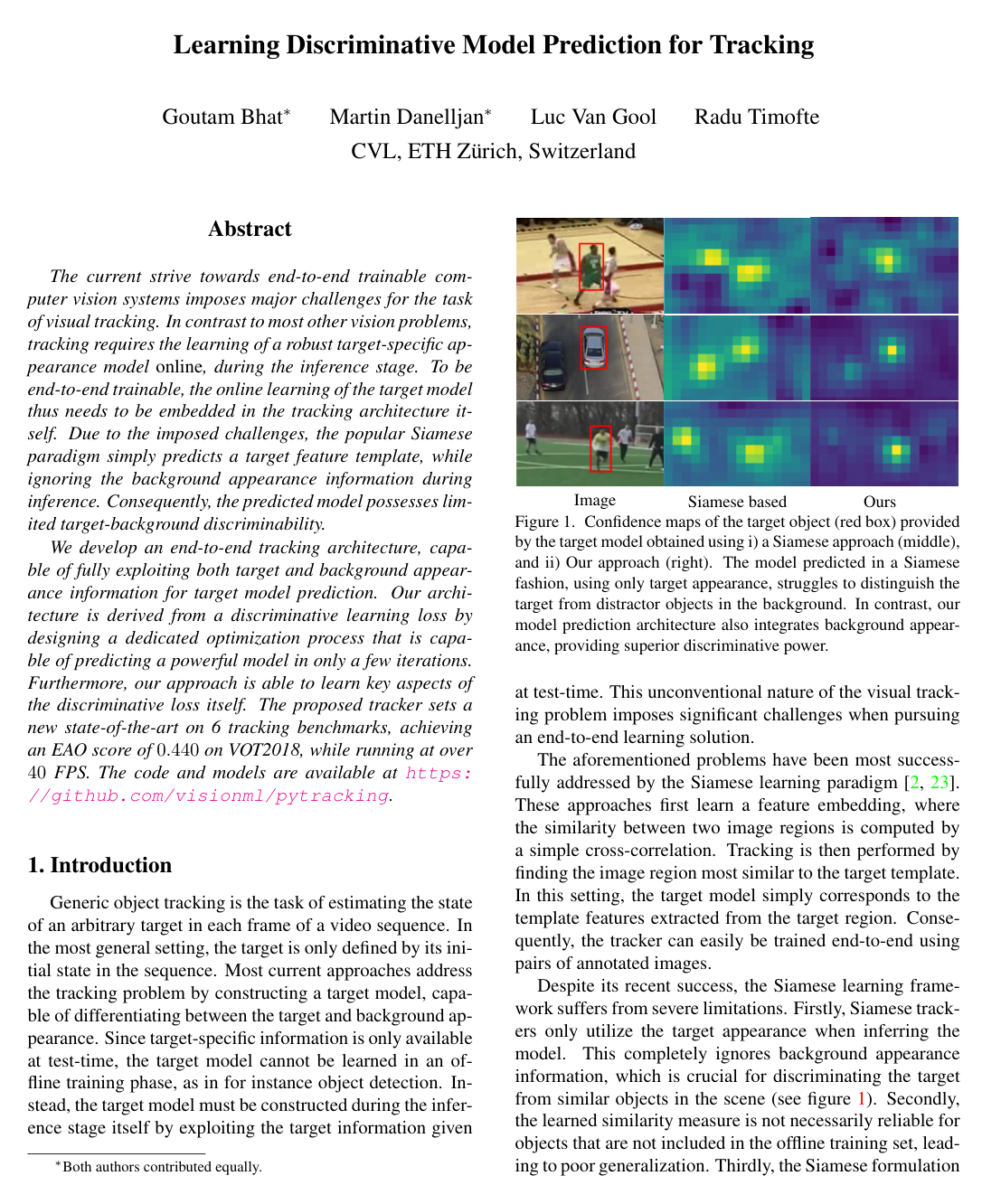 Cover for Learning Discriminative Model Prediction for Tracking
