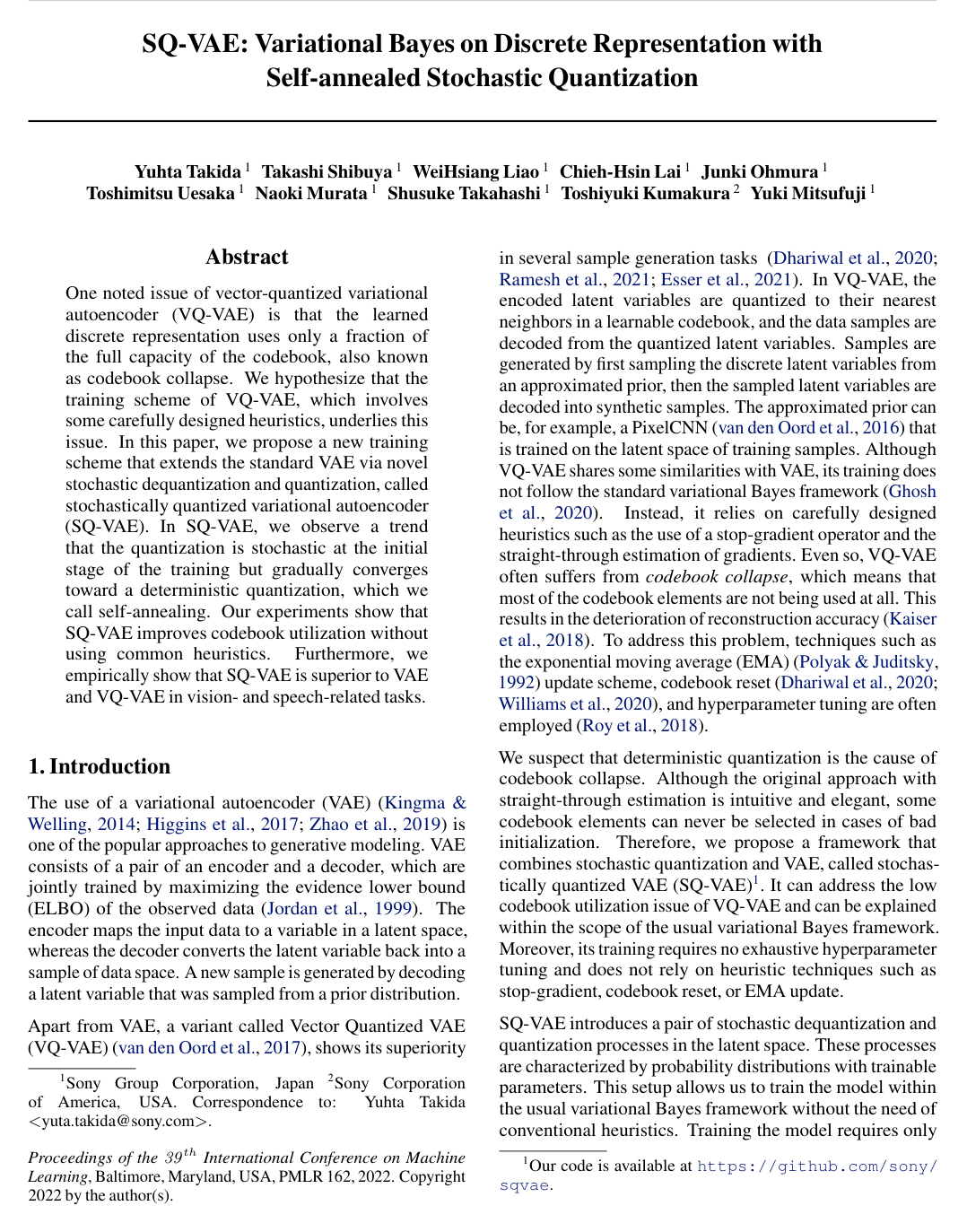 SQ-VAE: Variational Bayes on Discrete Representation with Self-annealed Stochastic Quantization