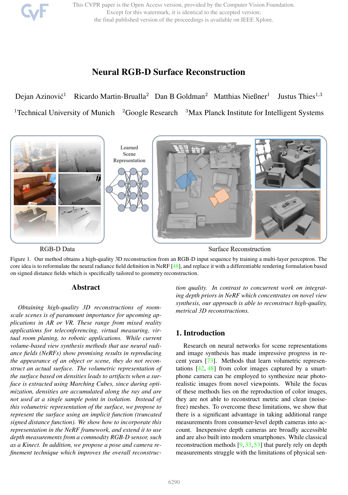 Cover for Neural RGB-D Surface Reconstruction