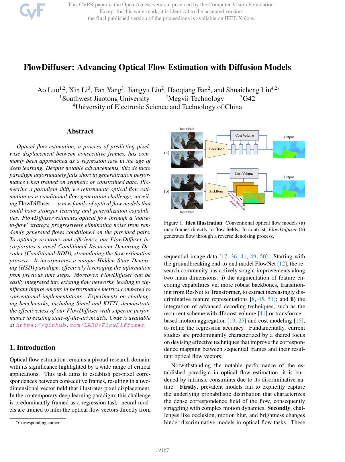 Cover for FlowDiffuser: Advancing Optical Flow Estimation with Diffusion Models
