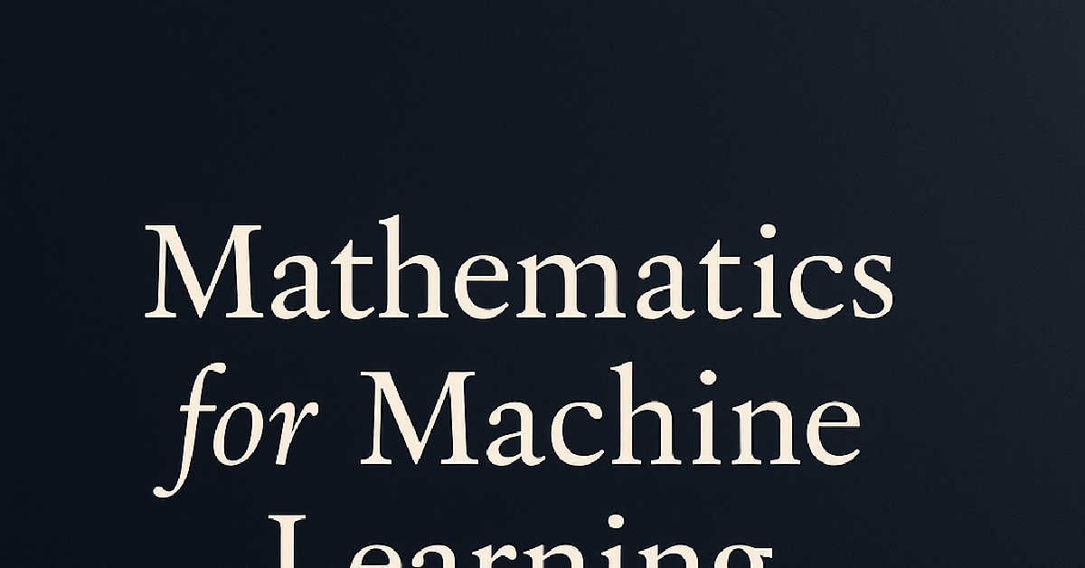 Mathematics for Machine Learning cover
