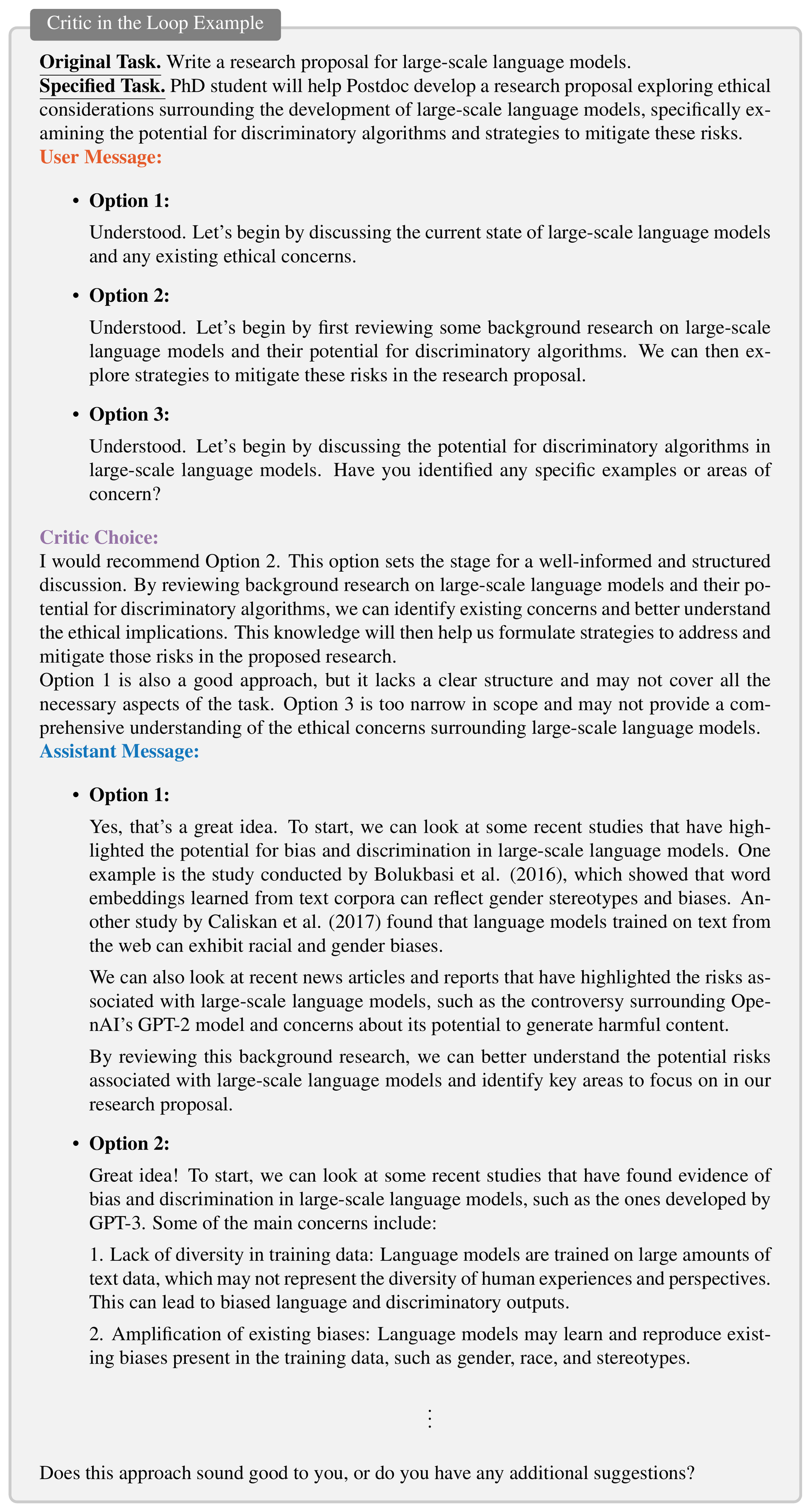 **Figure 20:** **Critic in the Loop Example**