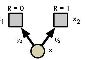 Figure 9. Example MDP in which the expected sample Wasserstein distance is greater than the Wasserstein distance.