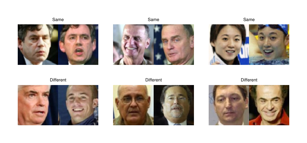 Figure 6. Face-pair examples from the Labeled Faces in the Wild dataset.