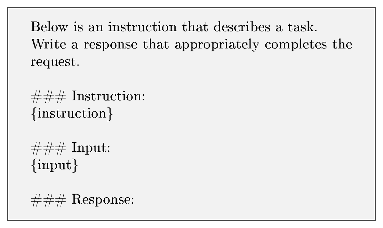 **Figure 11:** The prompt template for training and evaluation of instruction-following task experiments from [11].