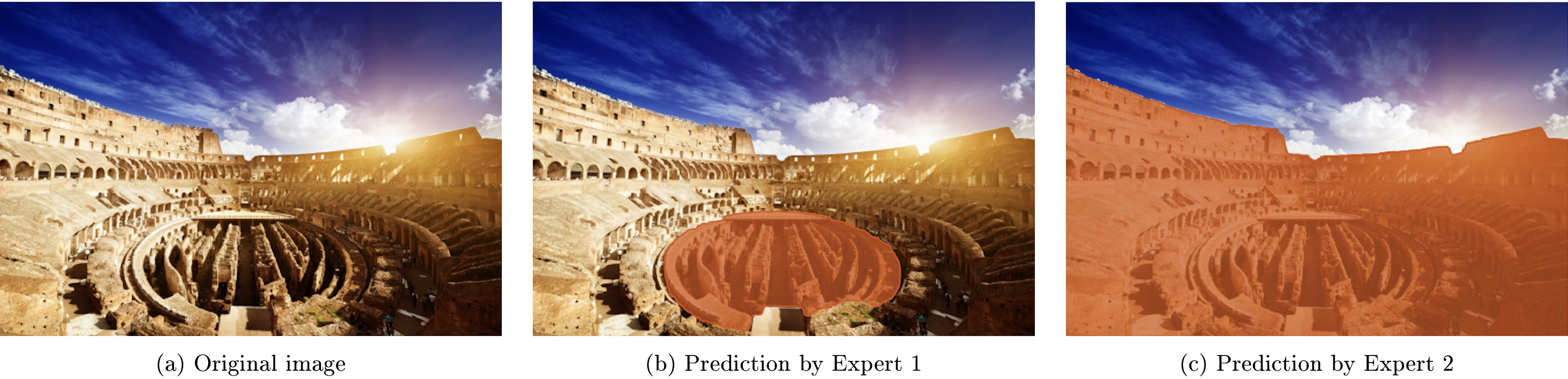 **Figure 11:** Two interpretations of the noun phrase "large circular shape" learned by two Experts (SA-1B image).