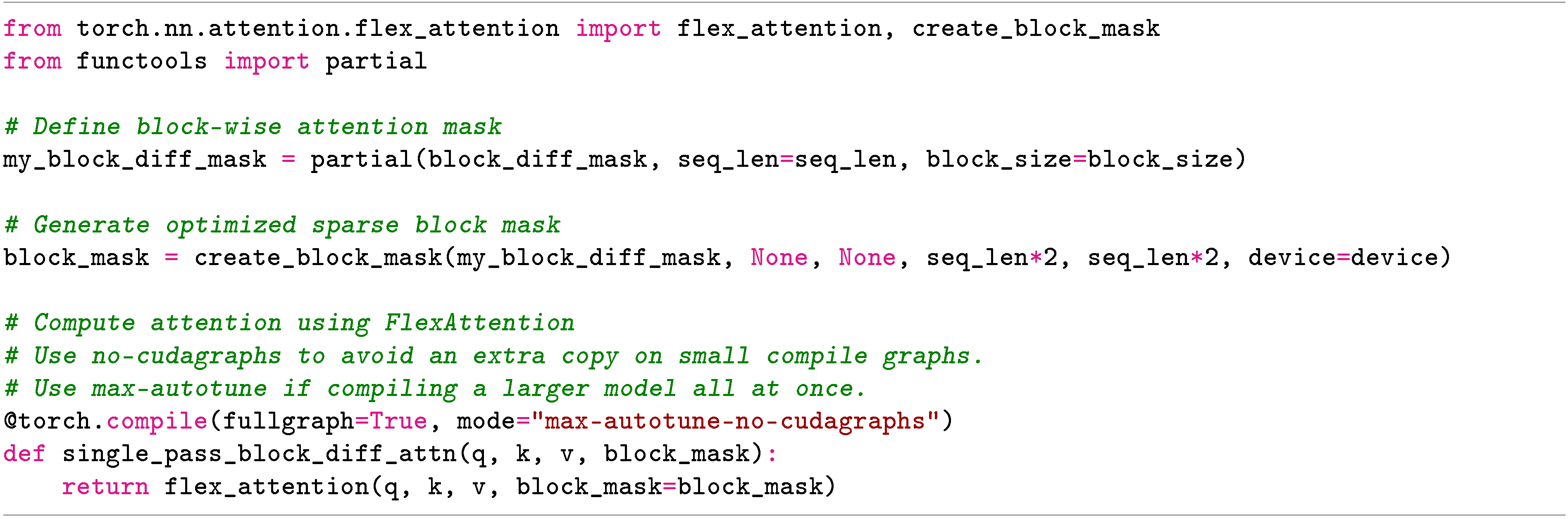 **Figure 5:** Attention computation using FlexAttention with our proposed custom mask.