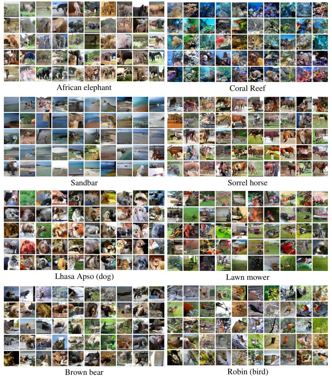 Figure 8: Class-Conditional $32 \times 32$ samples from the Conditional Pixel CNN.