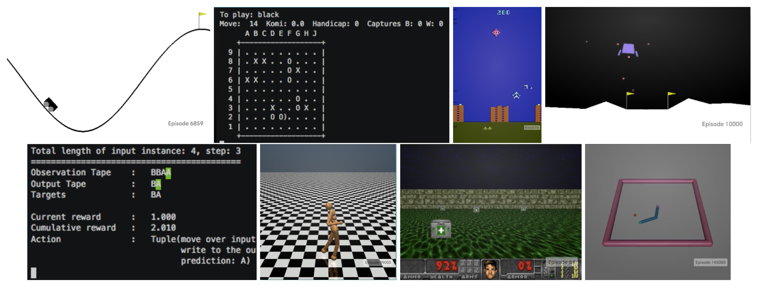**Figure 1:** Images of some environments that are currently part of OpenAI Gym.
