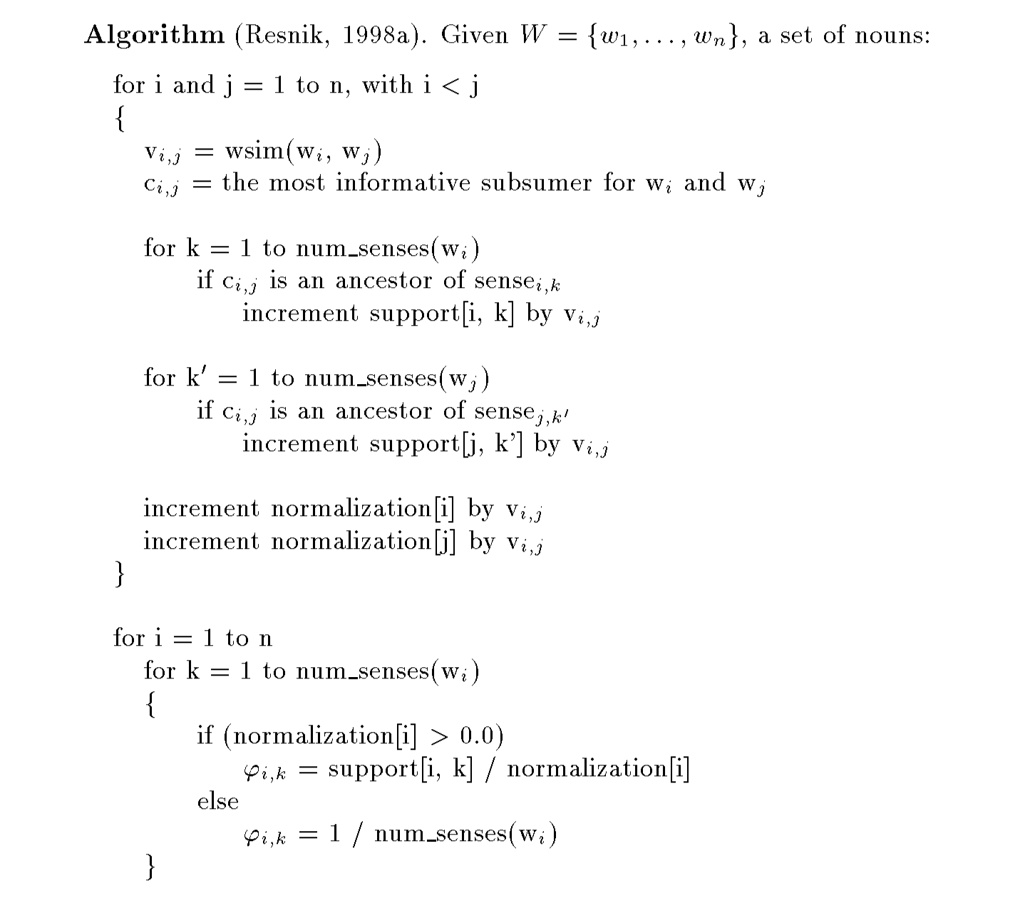 Figure 3: Disambiguation algorithm for noun groupings