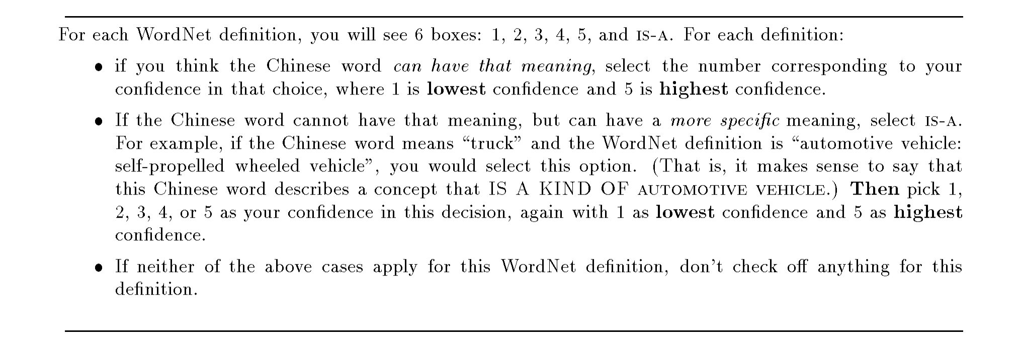 Figure 4: Instructions for human judges selecting senses associated with Chinese words