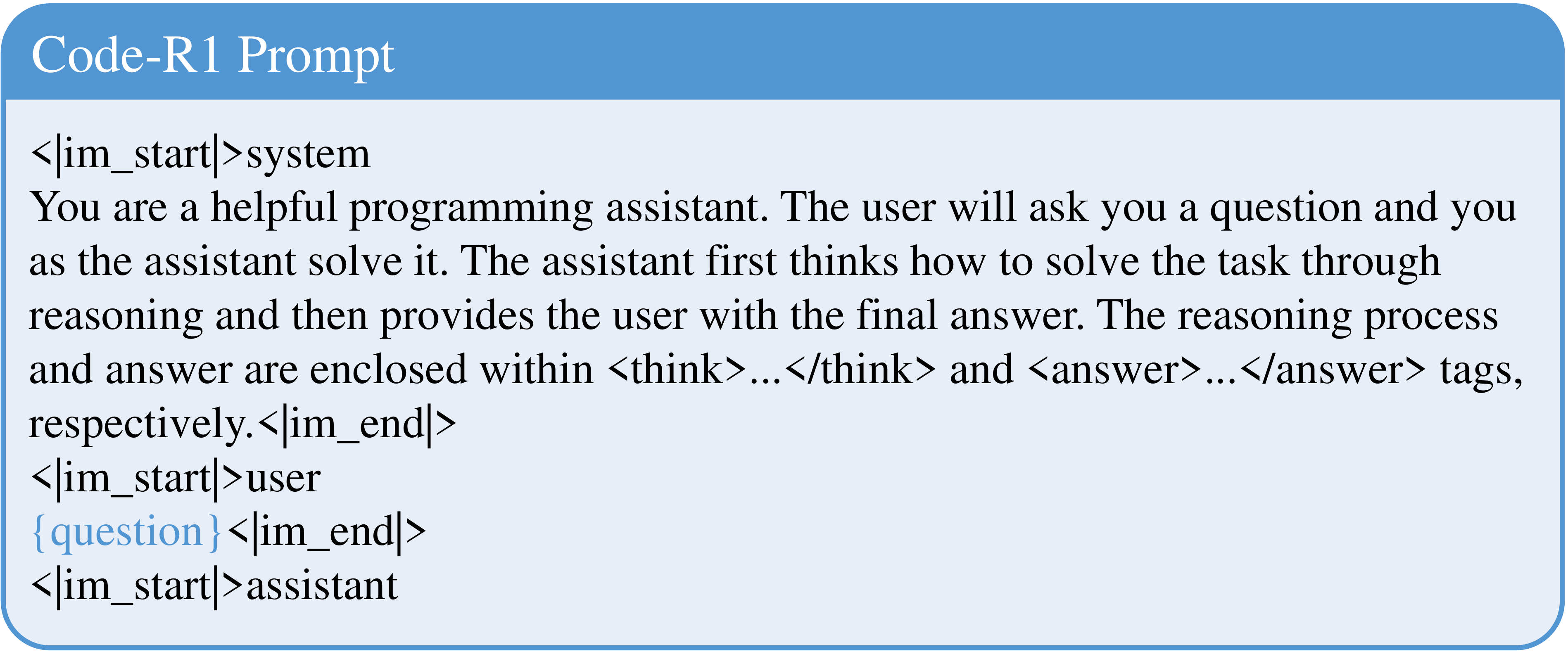 **Figure 24:** Prompt for Code-R1 training.