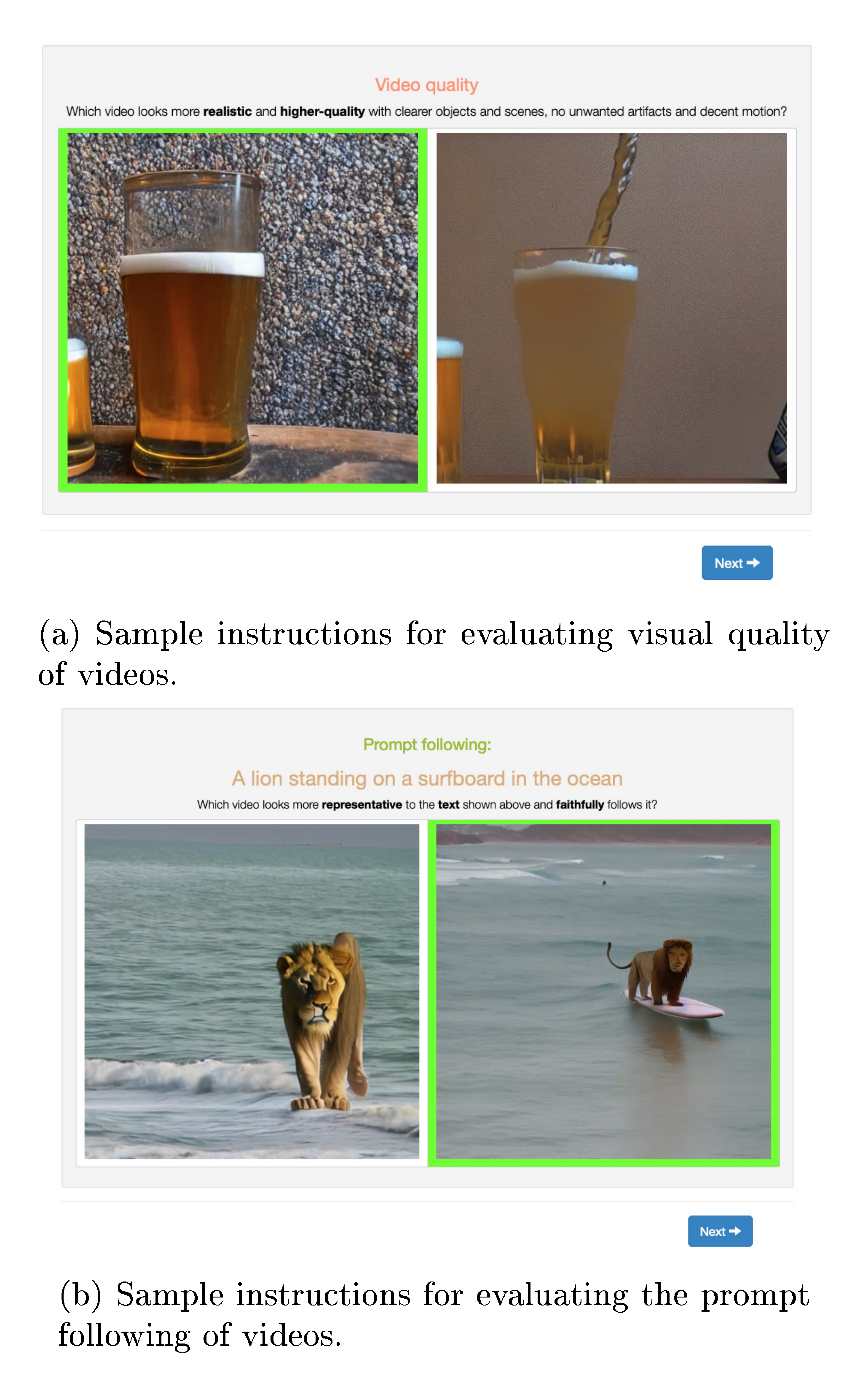 **Figure 16:** Our human evaluation framework, as seen by the annotators. The prompt & task order and model choices are fully randomized.