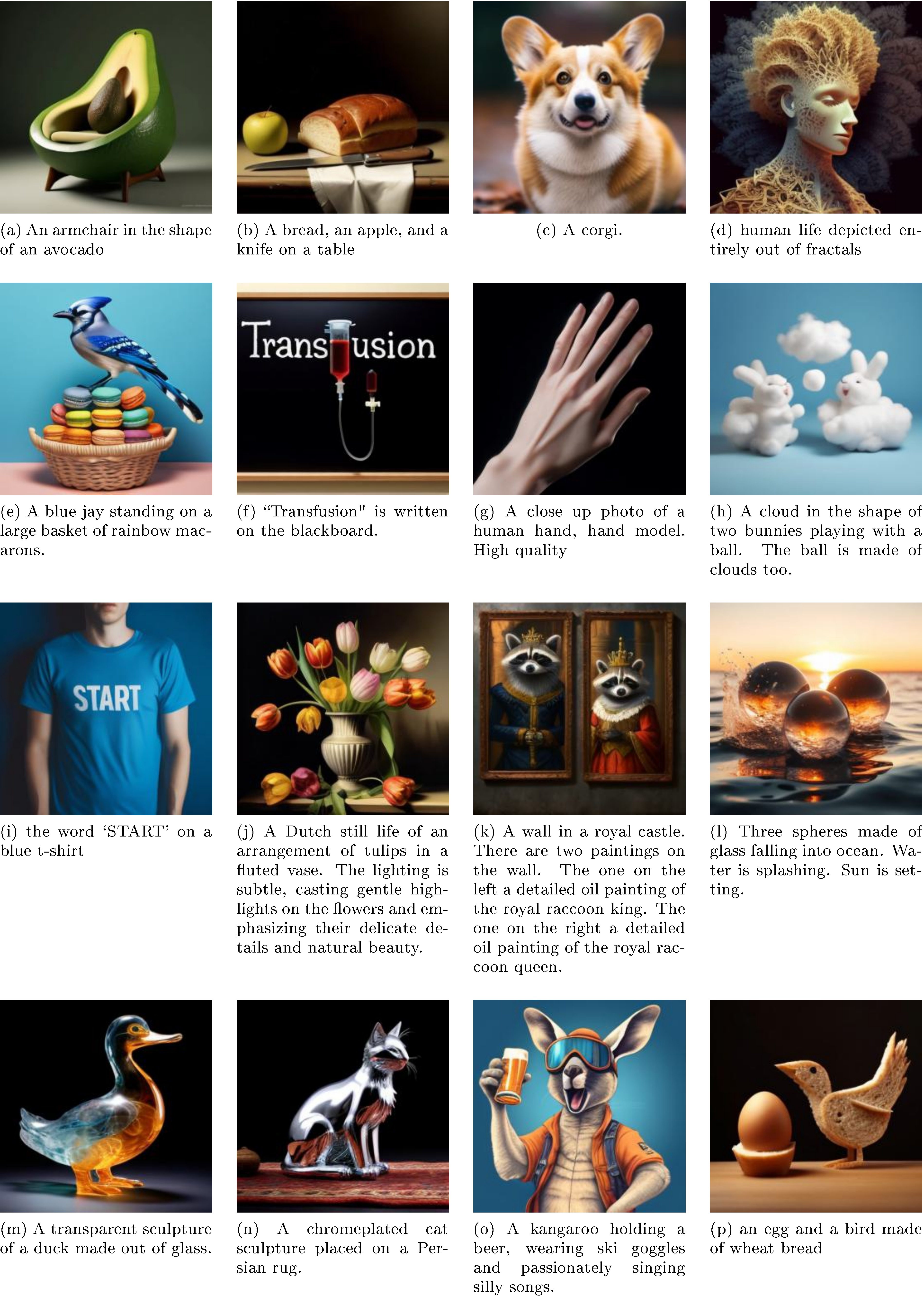 **Figure 2:** Generated images from a 7B Transfusion trained on 2T multi-modal tokens.