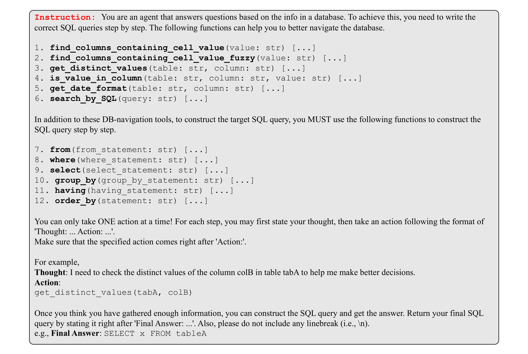 Figure C.1: Instructions for using database tools. Descriptions of tools are omitted.