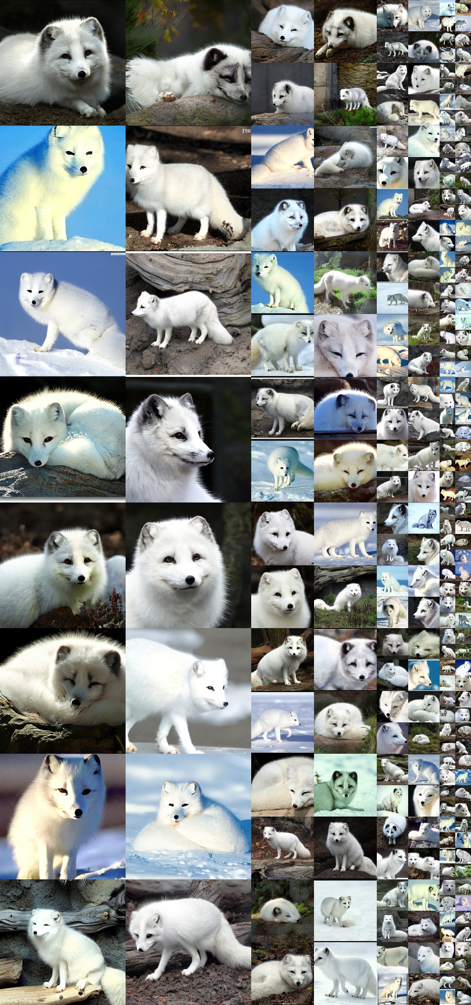 **Figure 28:** **Uncurated $256\times256$ DiT-XL/2 samples.** Classifier-free guidance scale = 4.0 Class label = "arctic fox" (279)