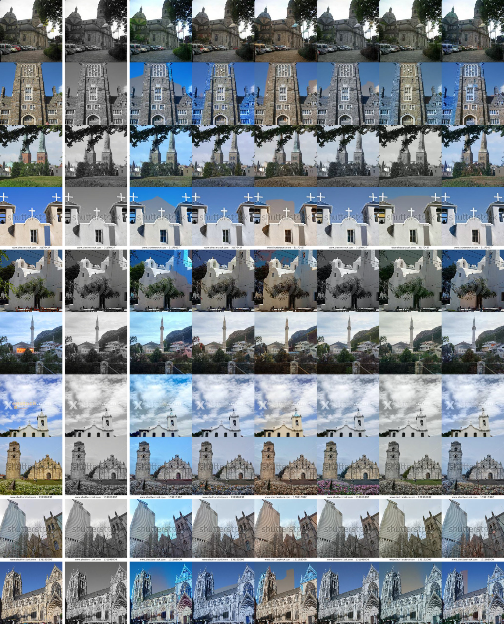 **Figure 29:** Extended colorization results for $256\times 256$ church images.