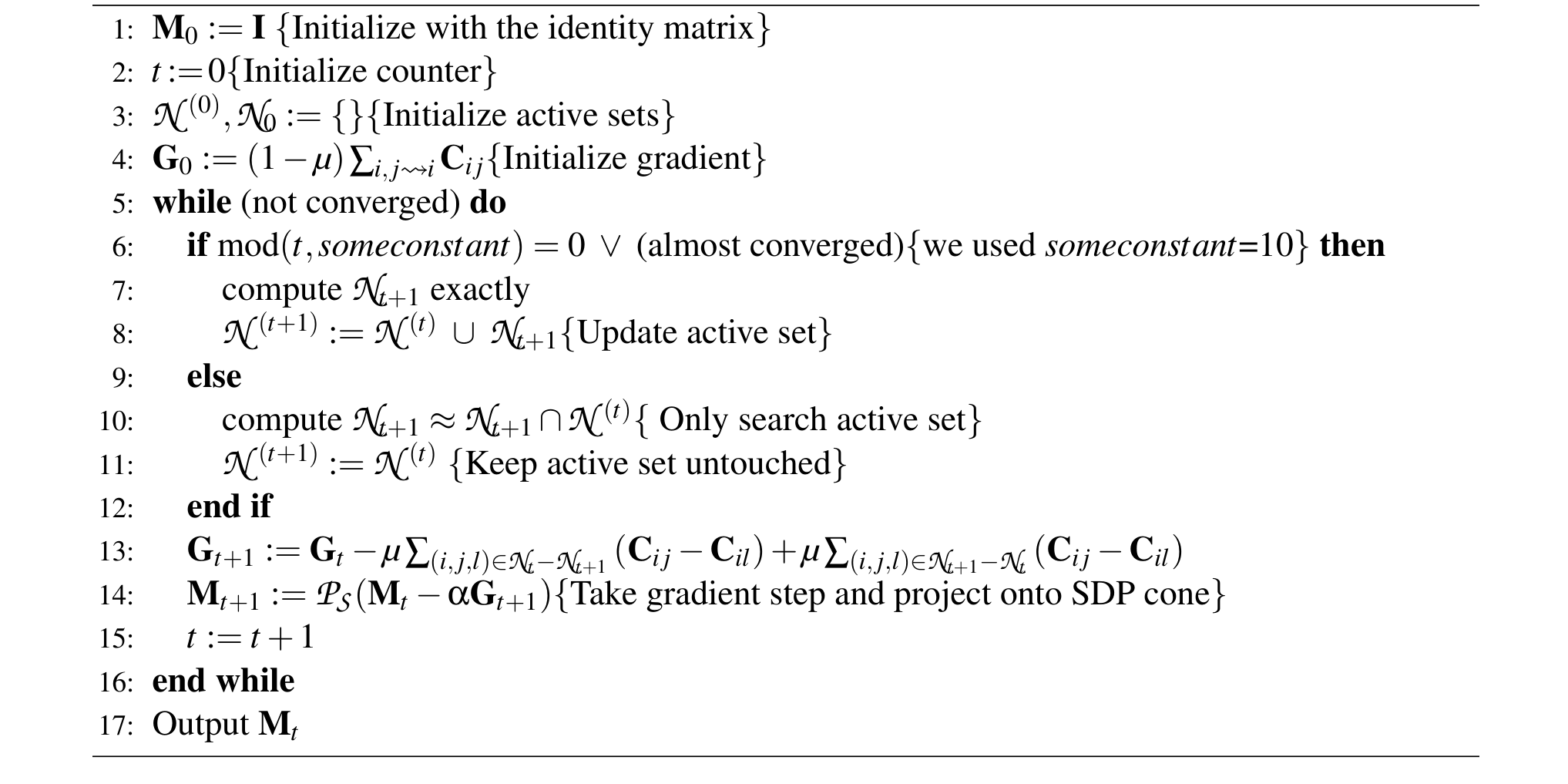Algorithm 1 A simple gradient projection pseudo-code implementation.