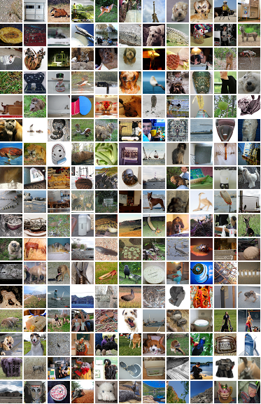 **Figure 10:** Random samples from an unconditional diffusion model trained on 32x32 ImageNet for 3.7 million parameter updates. The model was trained in continuous-time, and sampled using $T=1000$.