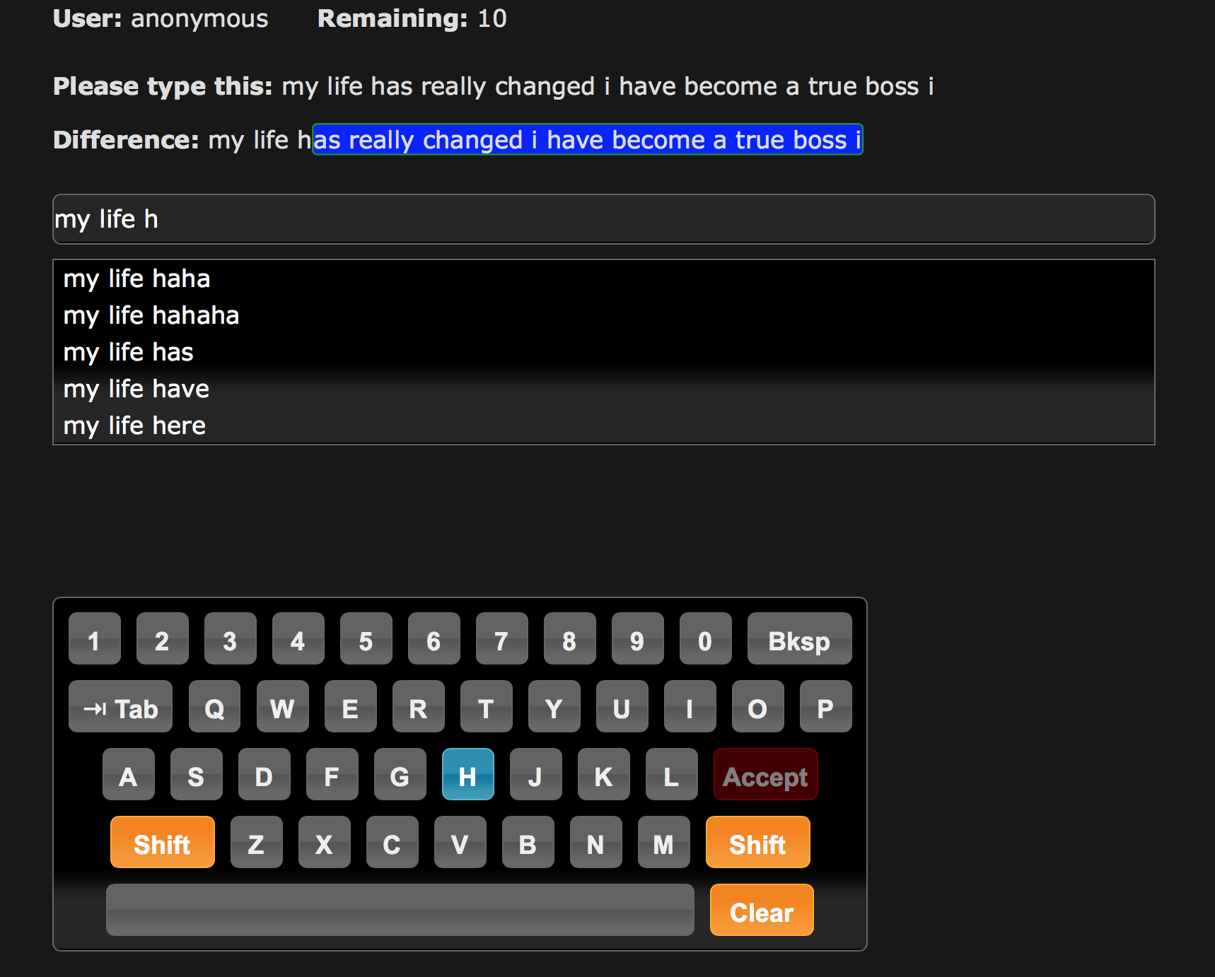 **Figure 8:** Autocomplete task interface on Amazon mechanical turk.