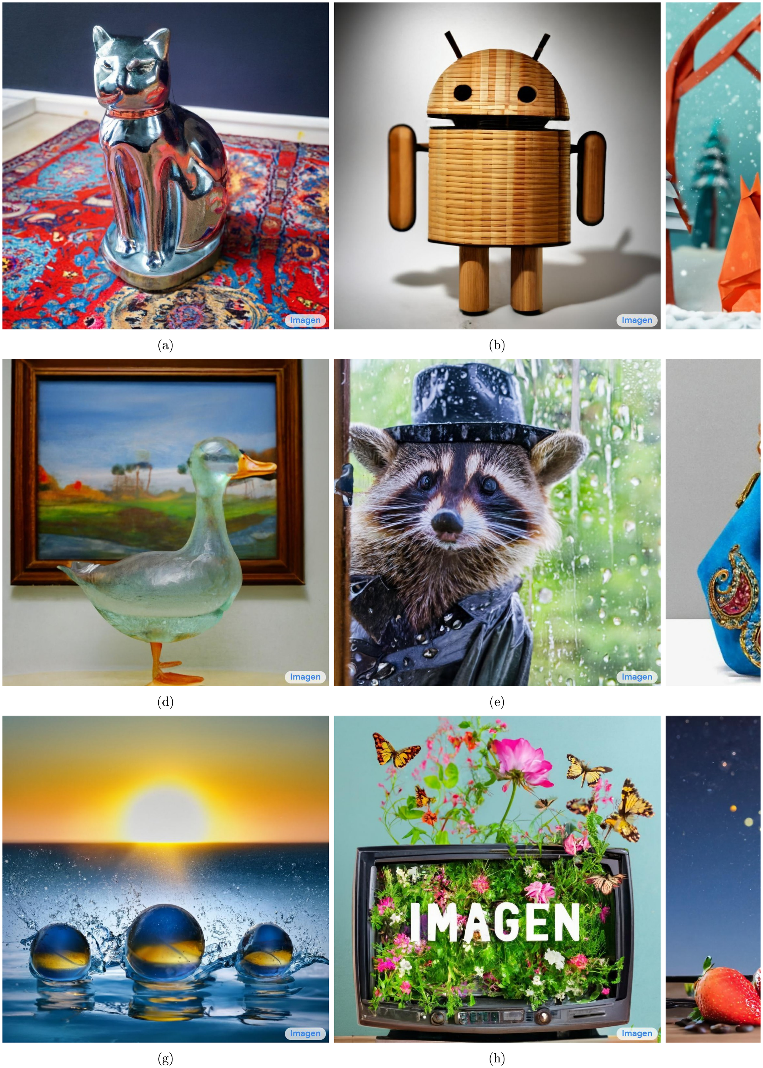 **Figure 5:** Select $1024\times1024$ Imagen samples for various text inputs.