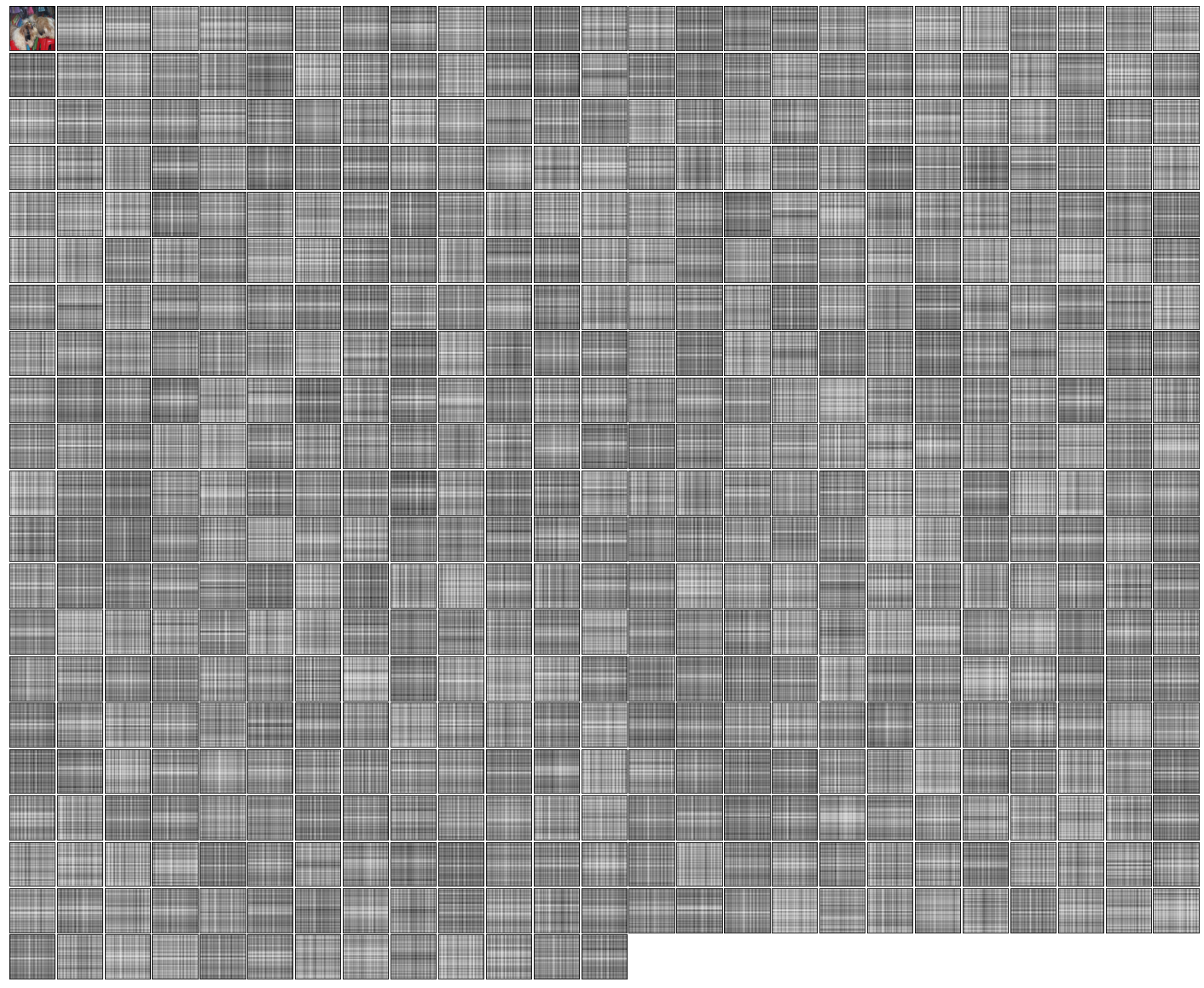 **Figure 10:** Example attention maps from the **eighth (final) cross-attend** of an ImageNet network trained with **2D Fourier feature** position encodings.