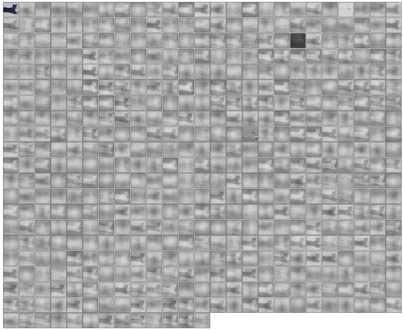 **Figure 13:** Example attention maps from the **first (only) cross-attention** of an ImageNet network trained with **learned position encodings**.