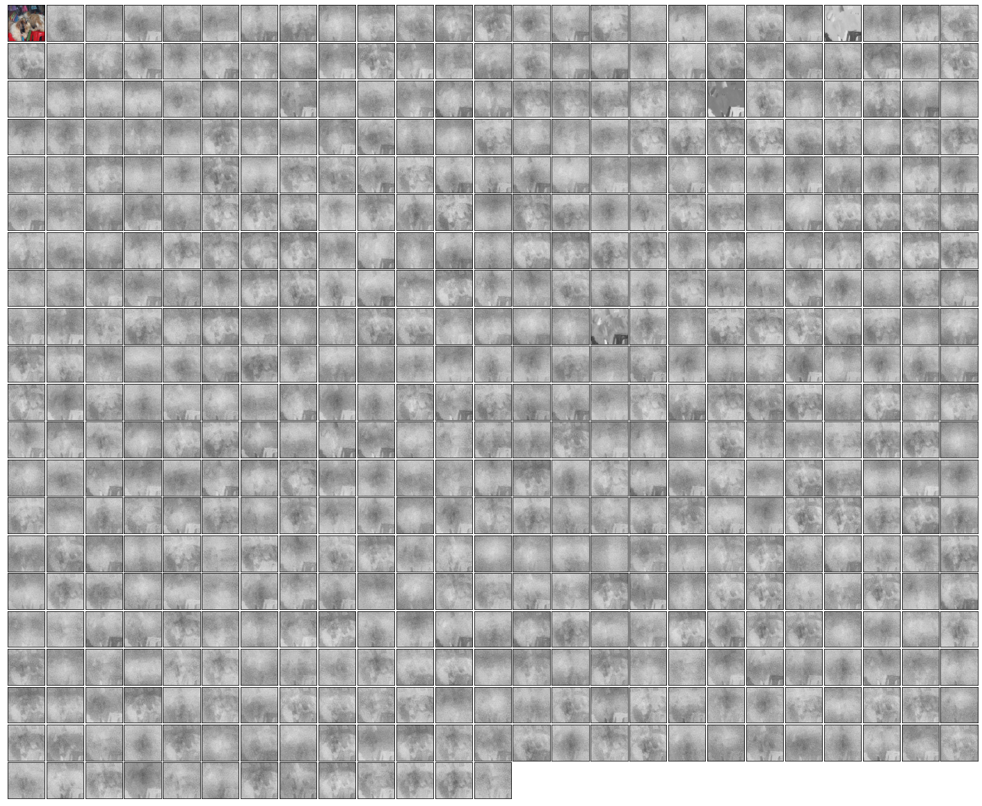 **Figure 14:** Example attention maps from the **first (only) cross-attention** of an ImageNet network trained with **learned position encodings**.