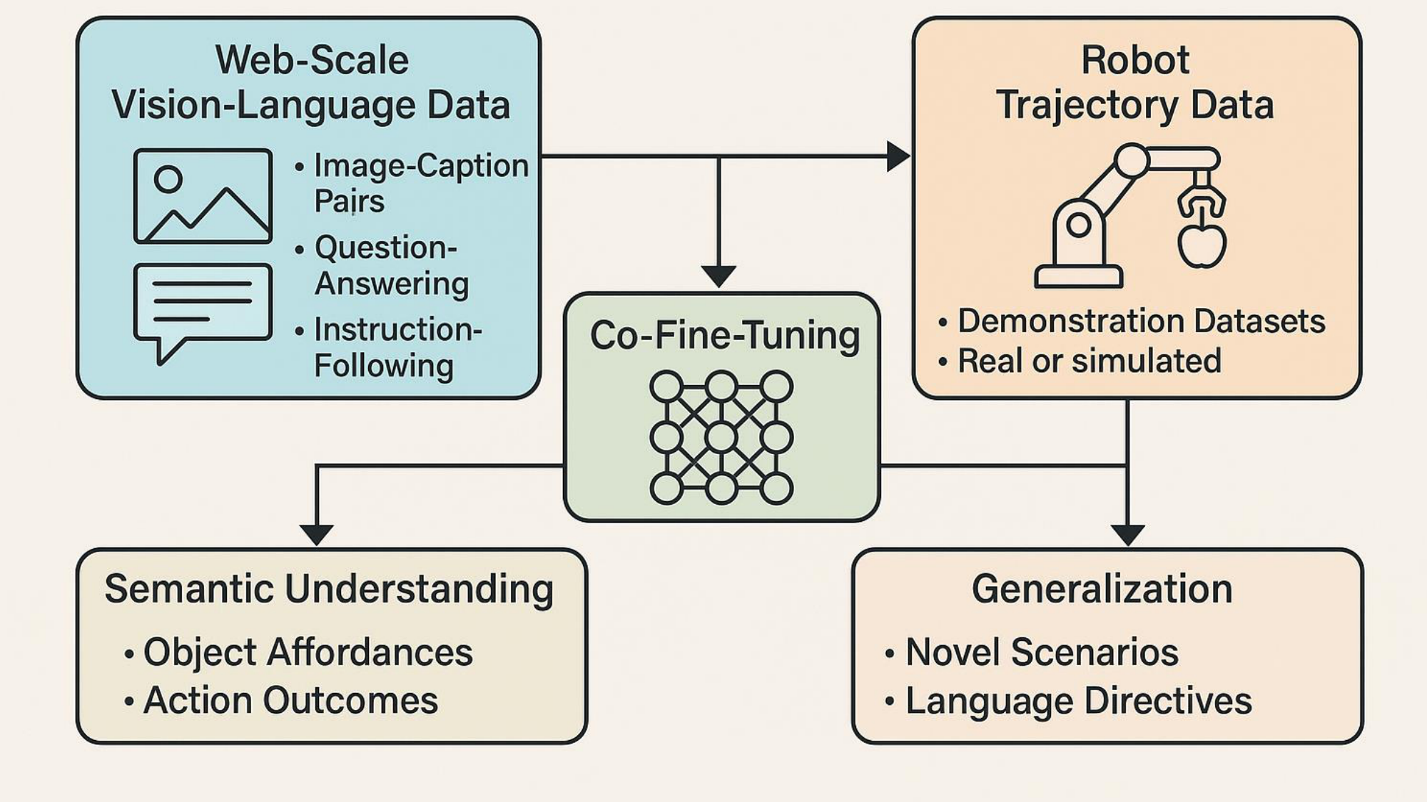 **Figure 10:** **Learning Paradigms: Data Sources and Training Strategies for VLAs.**