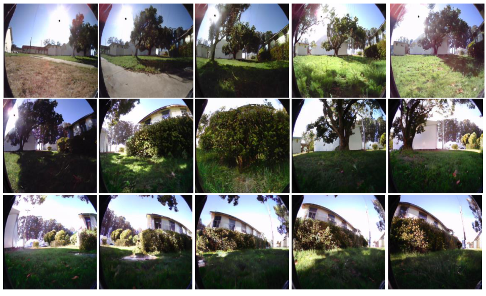 **Figure 11:** **Video generation examples on RECON**. NWM is conditioned on a single first image, and a ground truth trajectory and autoregressively predicts the next up to $16$ seconds at $4$ FPS. We plot the generated results from $2$ to $16$ seconds, every 1 second.