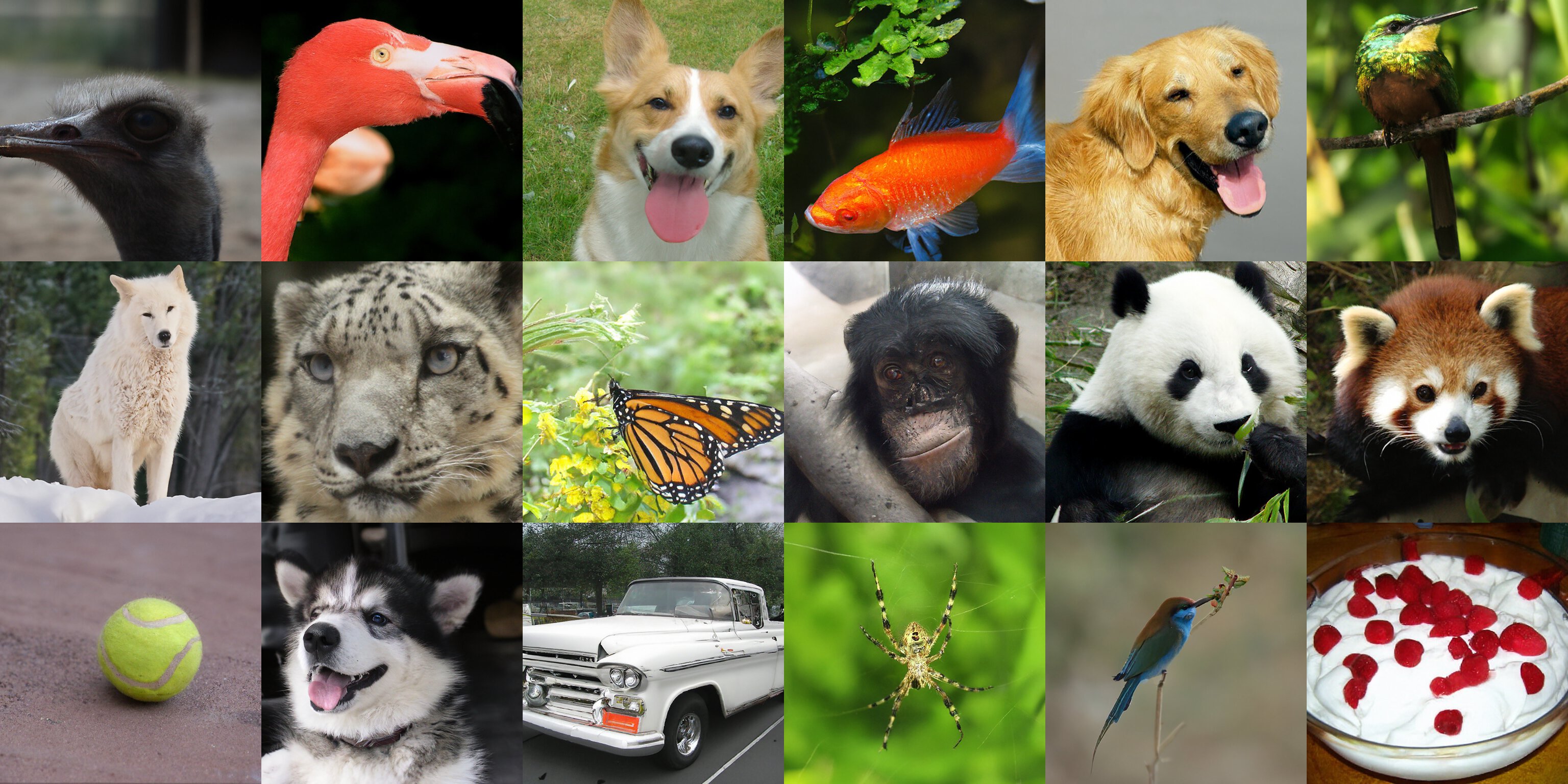 **Figure 1:** Selected samples from our best ImageNet 512 $\times$ 512 model (FID 3.85)