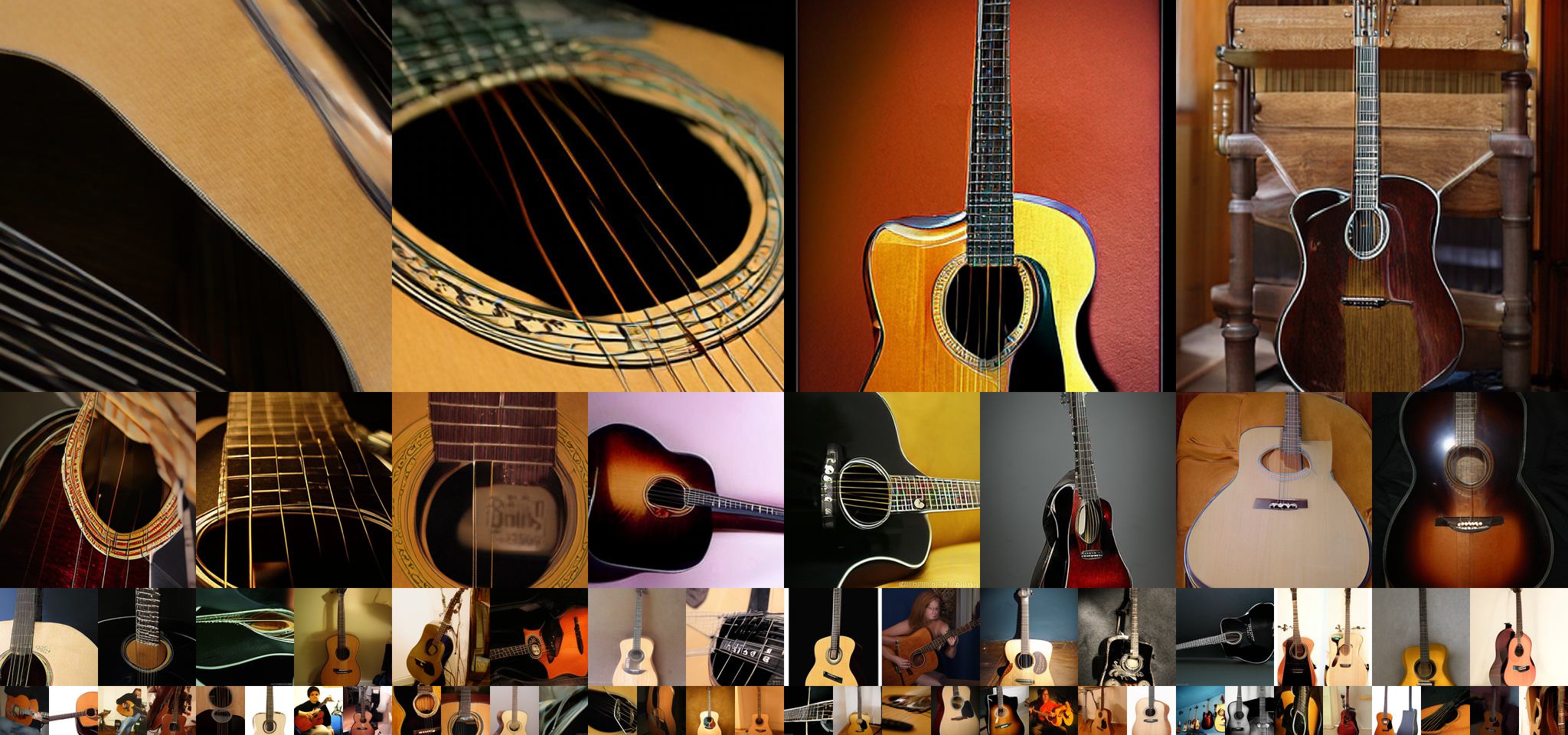 **Figure 17:** Uncurated generation results of 512 $\times$ 512 MAETok + SiT-XL. We use CFG of 2.0. Class label = "Guitar" (402).