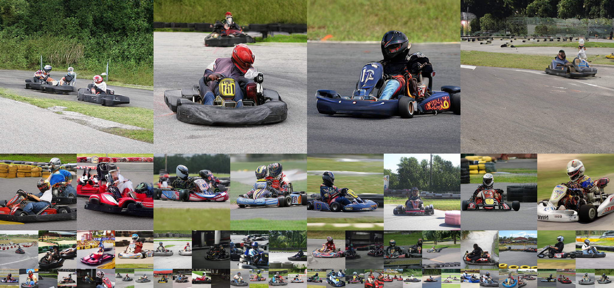 **Figure 19:** Uncurated generation results of 512 $\times$ 512 MAETok + SiT-XL. We use CFG of 2.0. Class label = "Go-kart" (573).